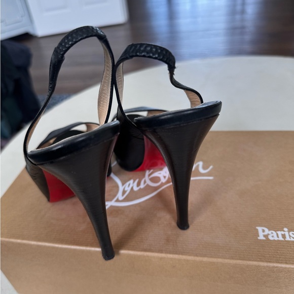 Christian Louboutin 120 Black Slingback Heels - Picture 4 of 10